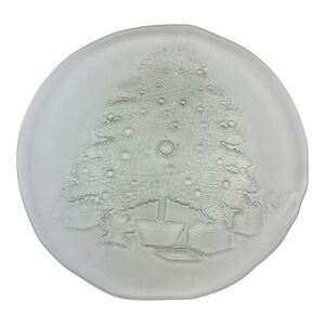 Vintage Saltera Christmas Tree Glass Platter 12” Tray